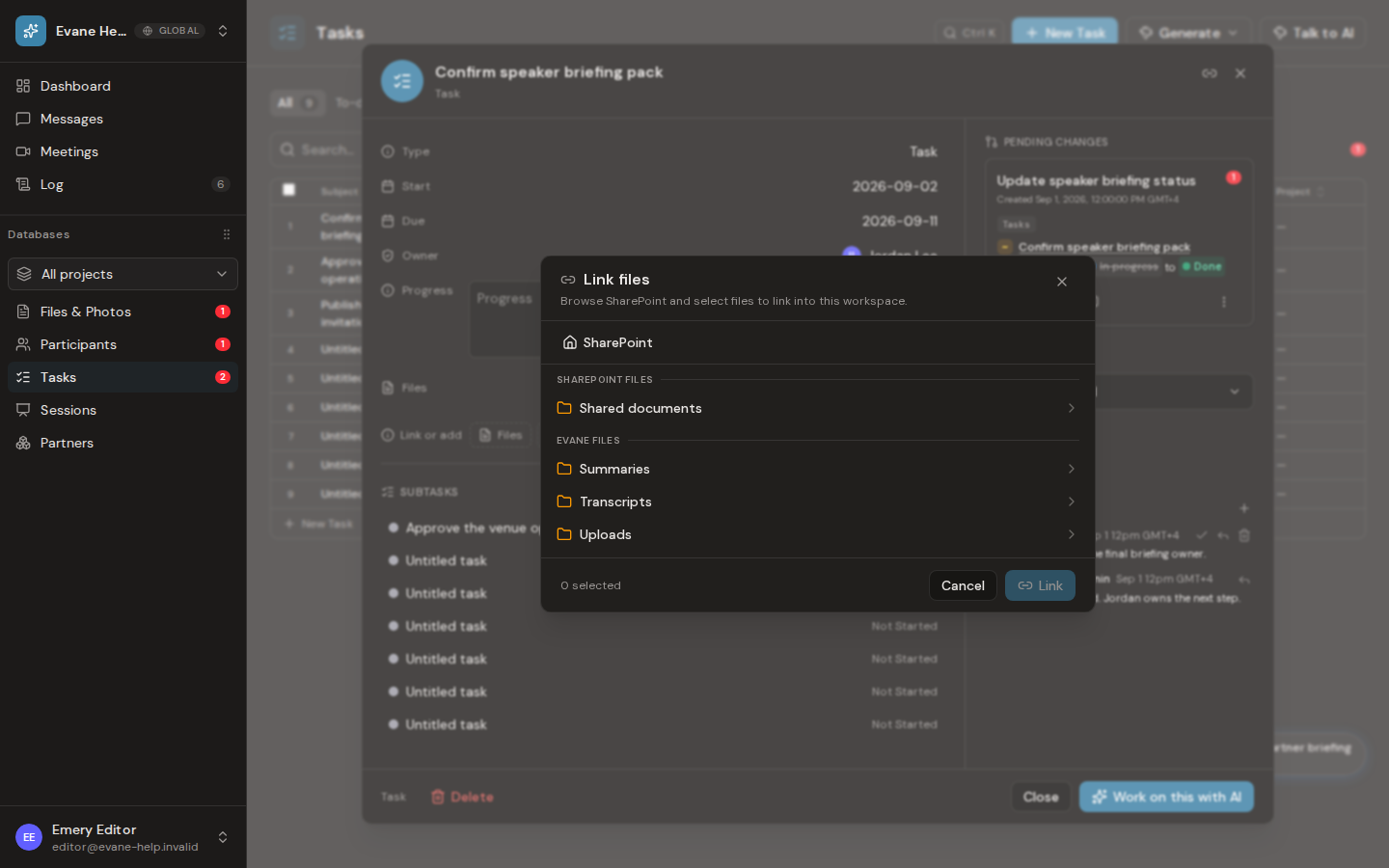 Link and unlink files from business records in Formist