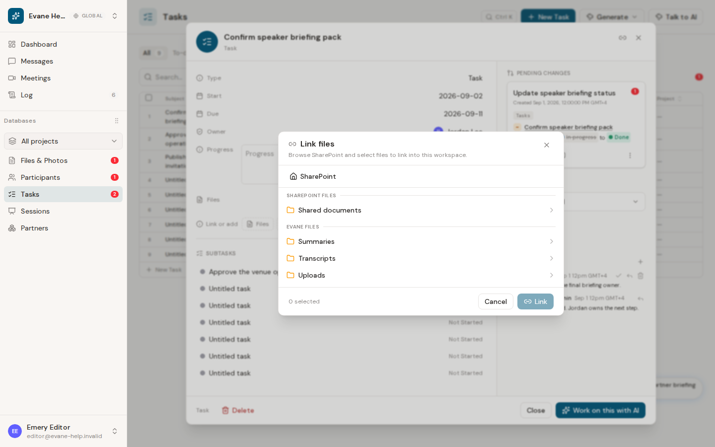 Link and unlink files from business records in Formist