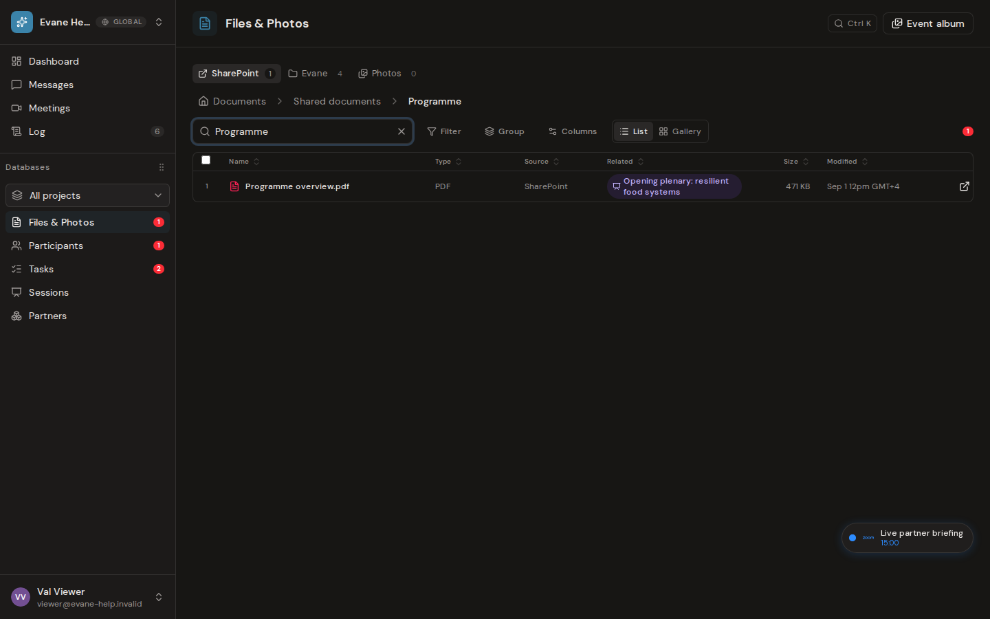 Search and browse the file library in Formist