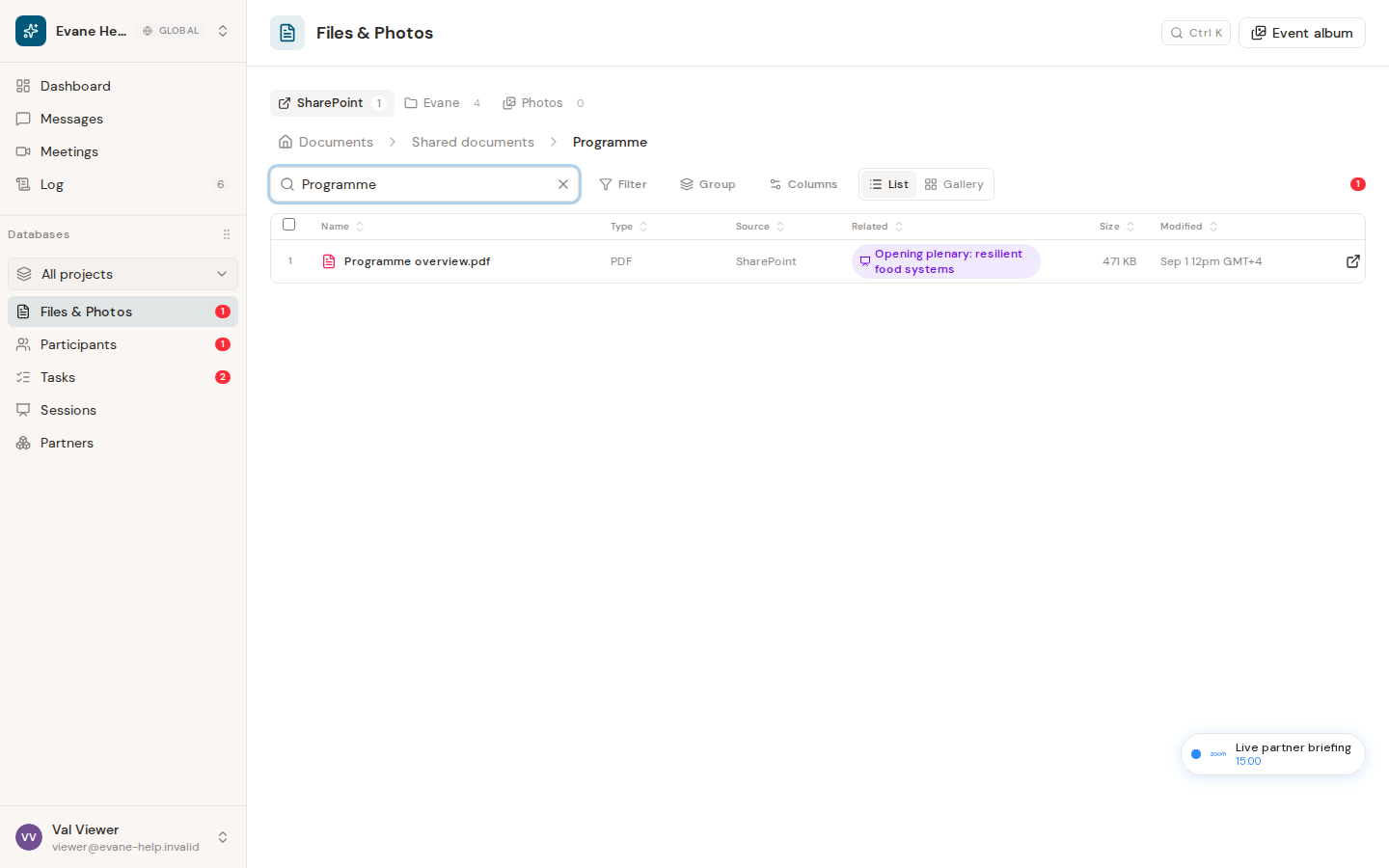 Search and browse the file library in Formist