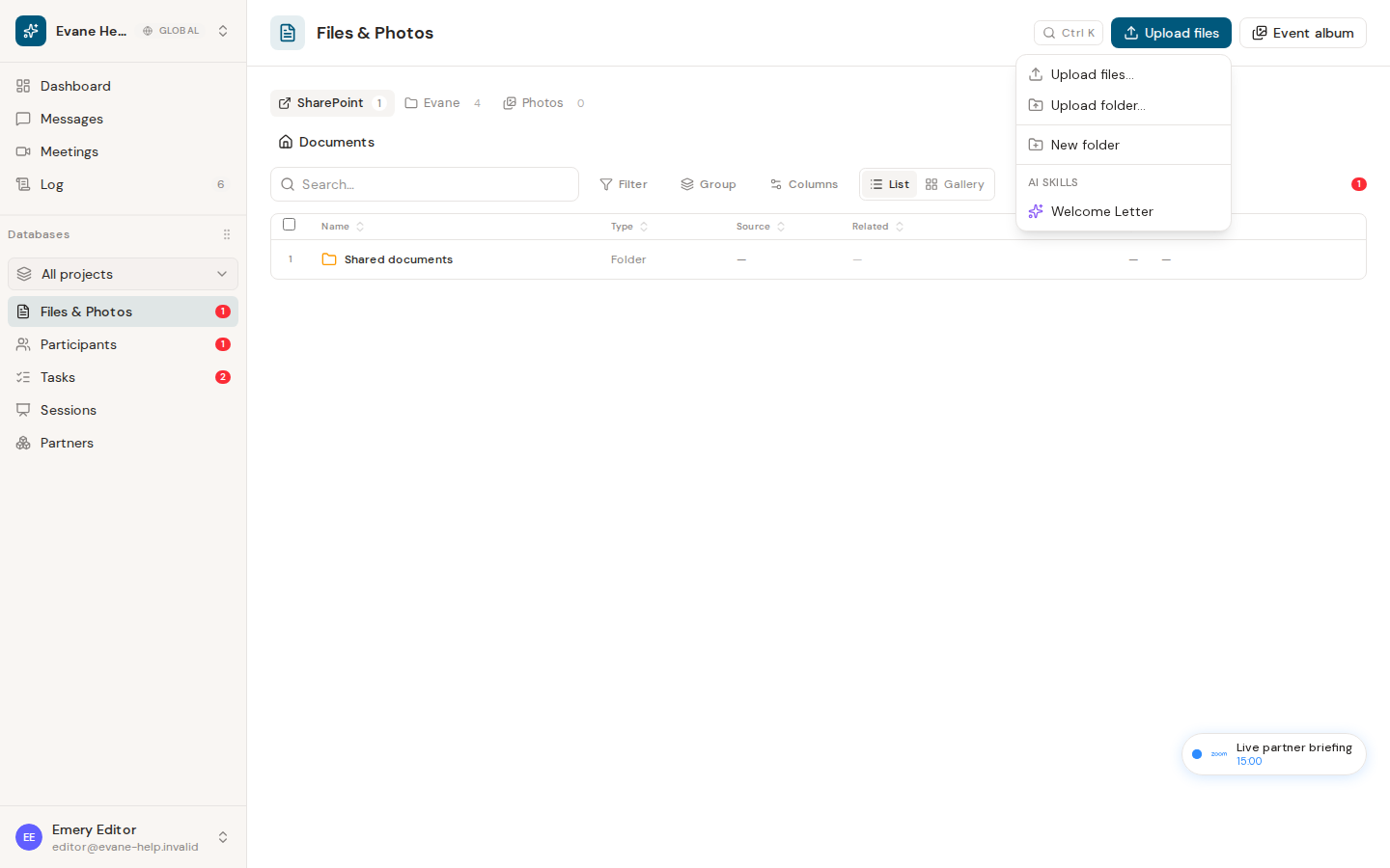 Upload files and create folders in Formist