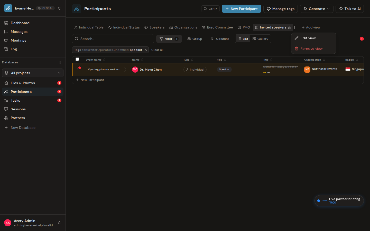 Create and manage saved views in Formist