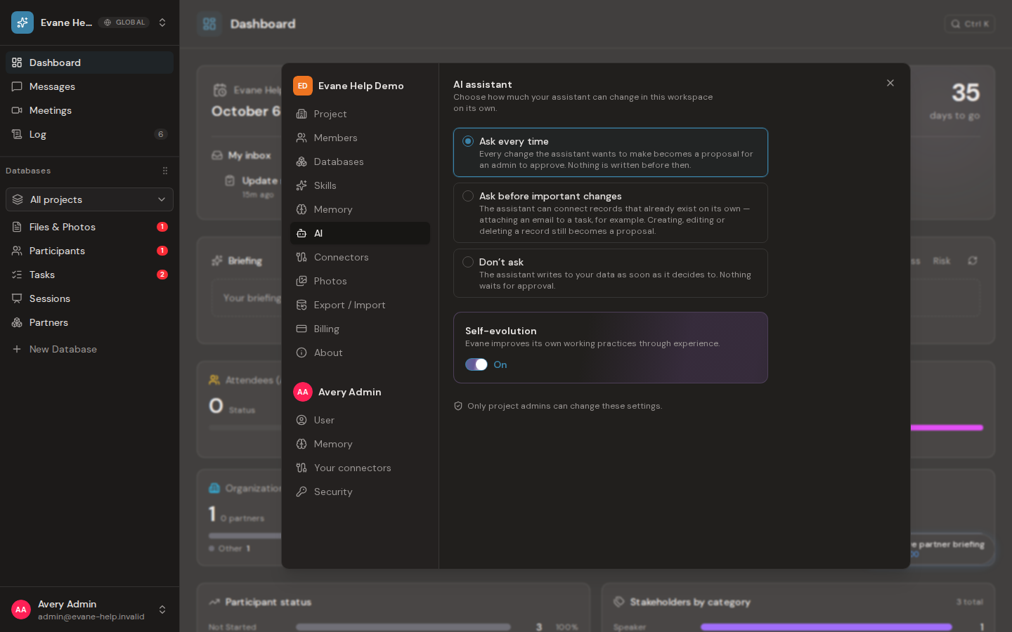 Configure AI change approval and self-evolution in Formist