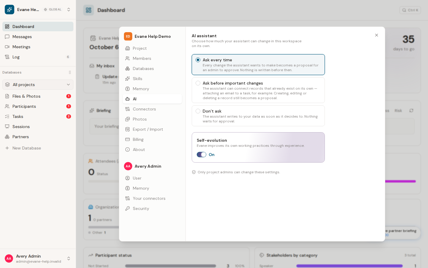 Configure AI change approval and self-evolution in Formist