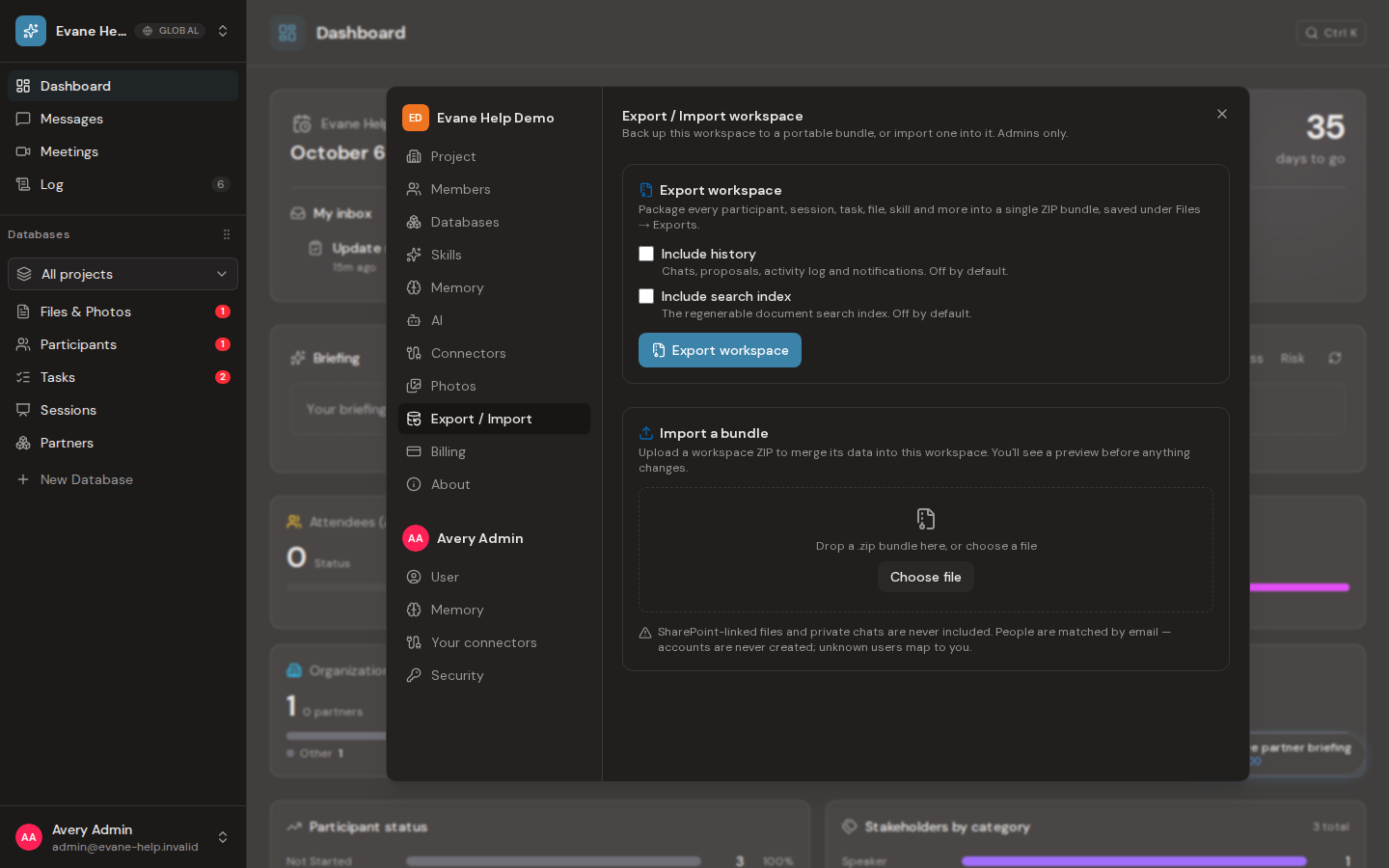 Export or import space data in Formist