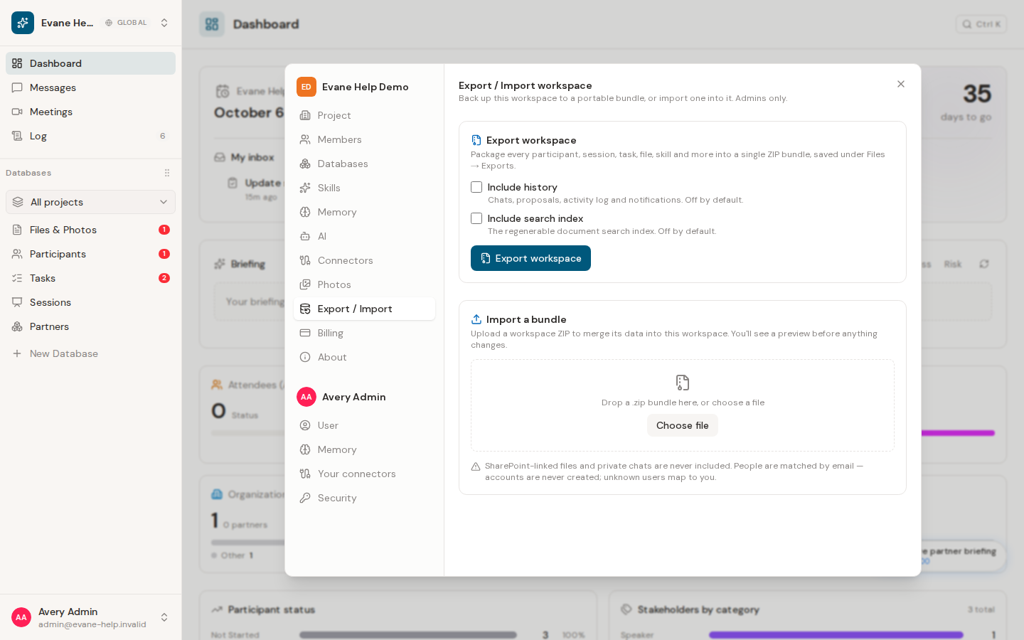 Export or import space data in Formist