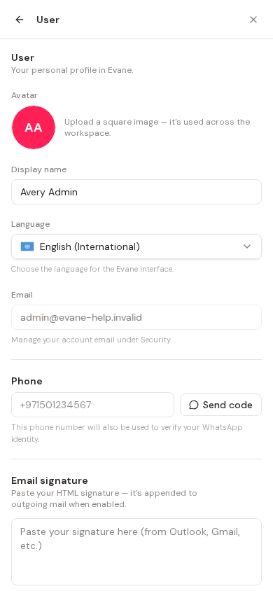 Manage personal Settings, language, and theme in Formist
