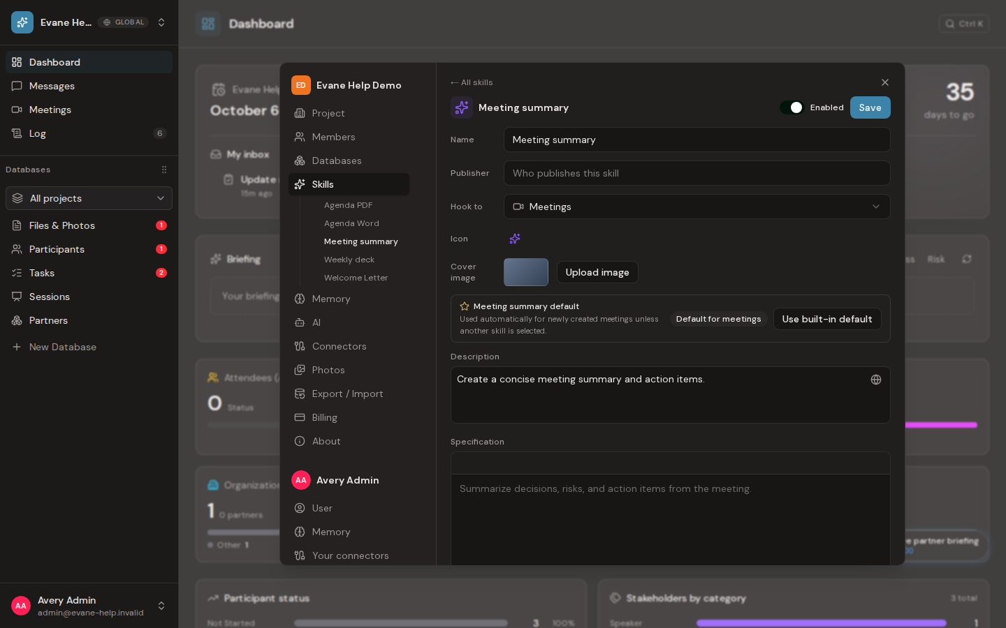 Create, edit, enable, and delete a Skill in Formist