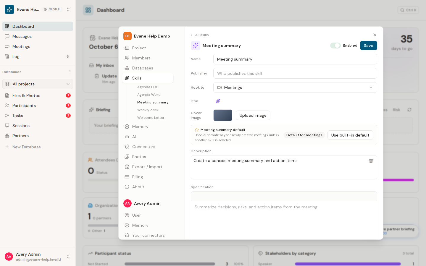 Create, edit, enable, and delete a Skill in Formist