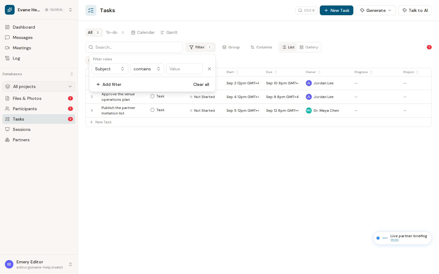 Assign tasks and filter by owner in Formist