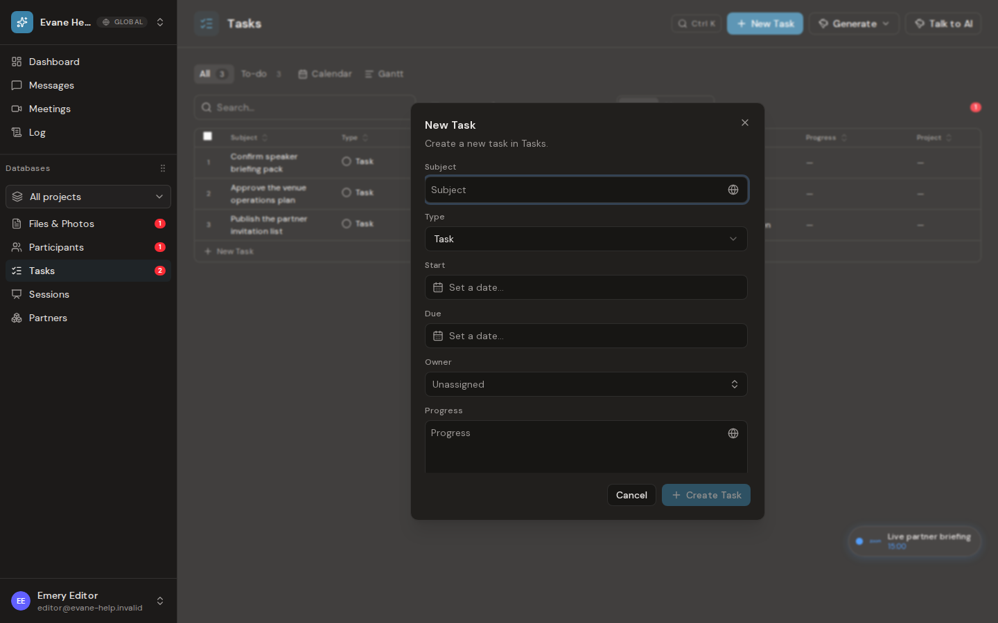 Create tasks, milestones, and objectives in Formist