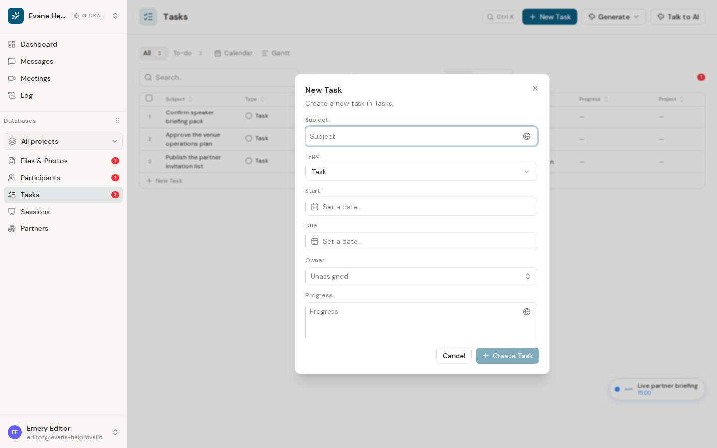Create tasks, milestones, and objectives in Formist