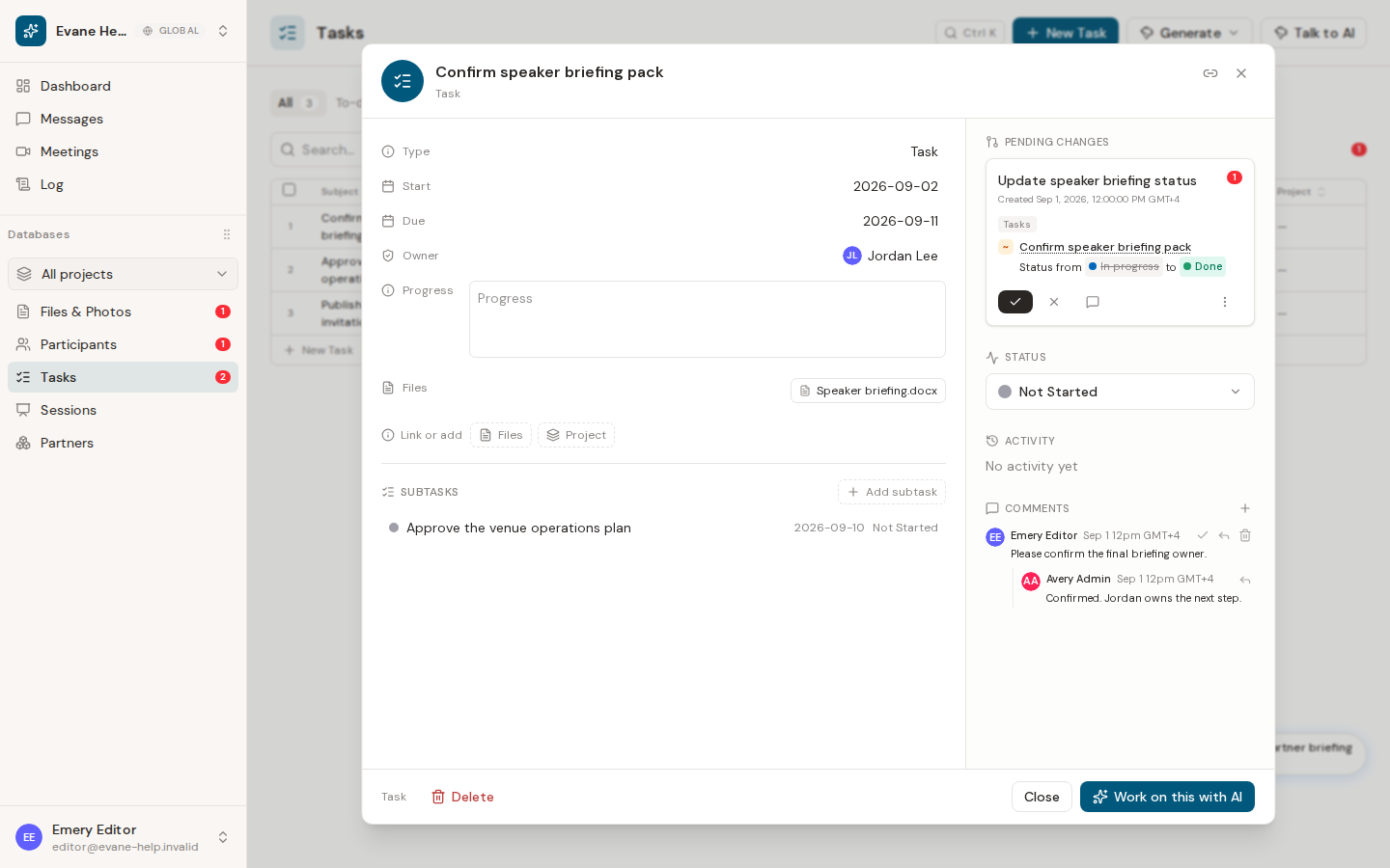 Edit and collaborate on a task in Formist