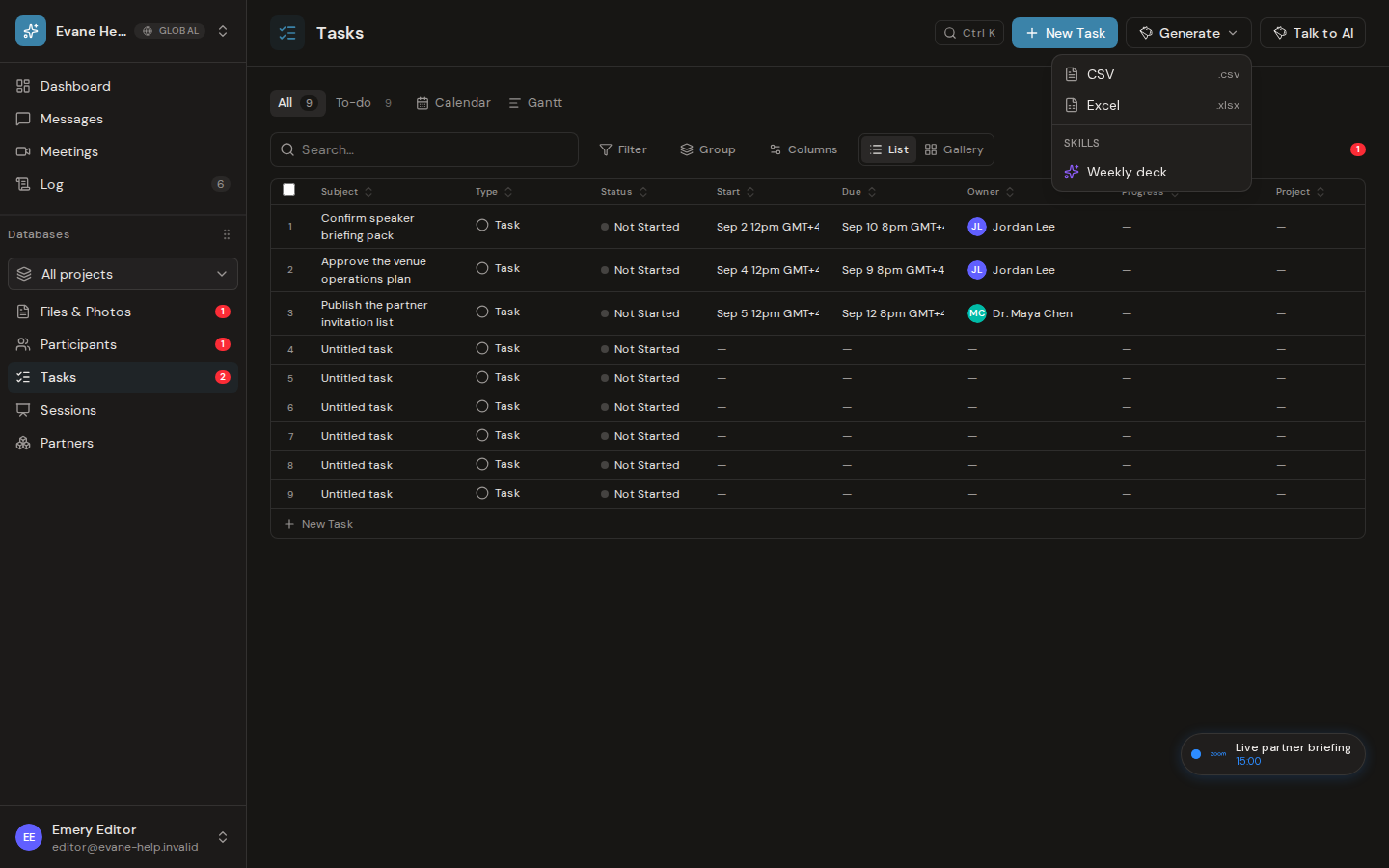 Export a PMO weekly presentation in Formist