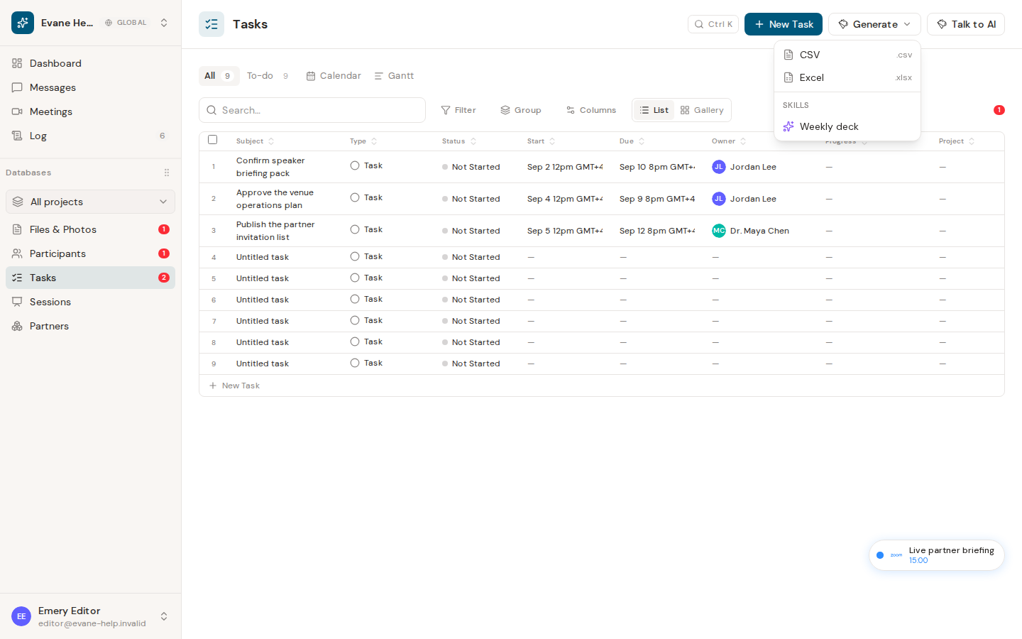 Export a PMO weekly presentation in Formist