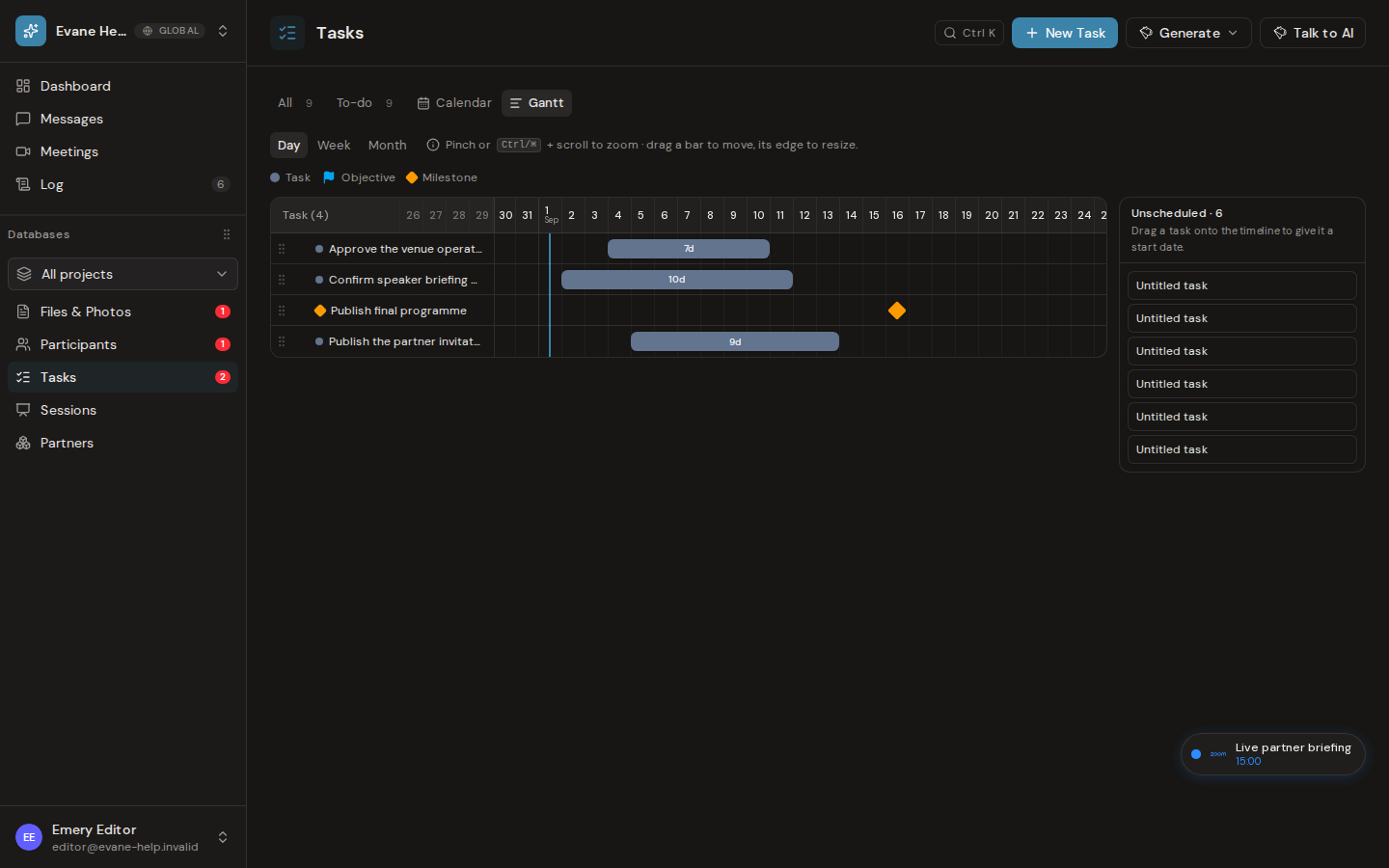 Schedule tasks on the Gantt in Formist