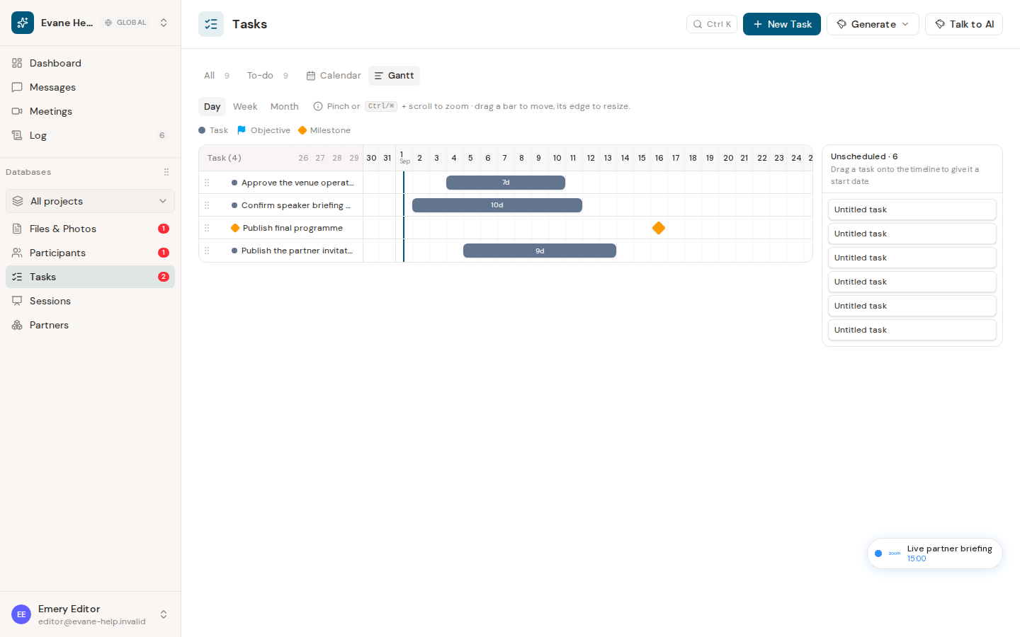 Schedule tasks on the Gantt in Formist