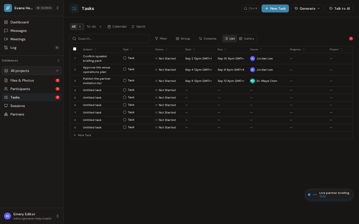 Use All, To-do, Calendar, and Gantt views in Formist