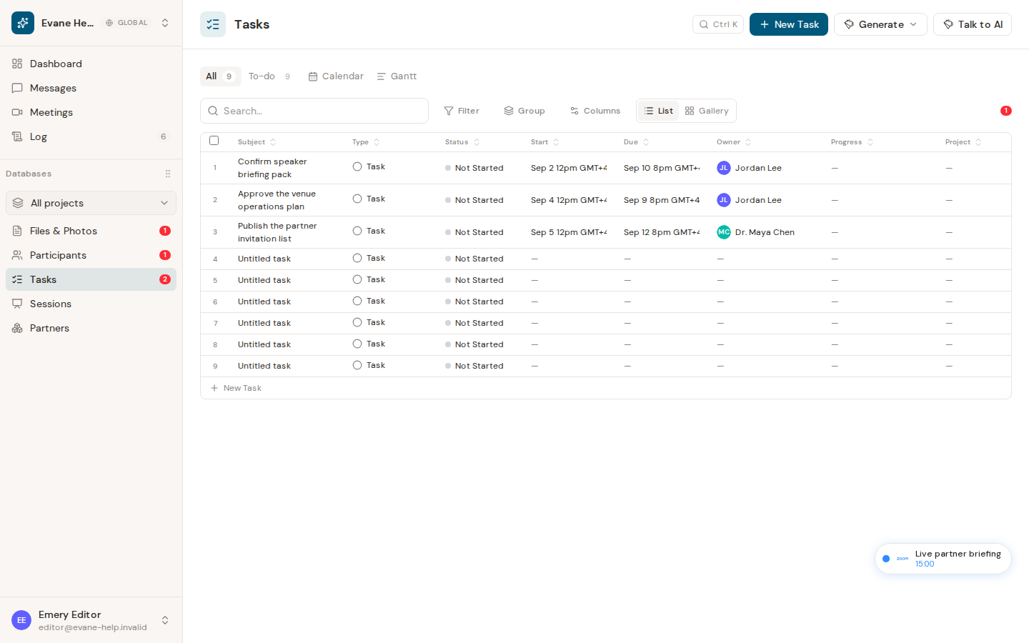 Use All, To-do, Calendar, and Gantt views in Formist